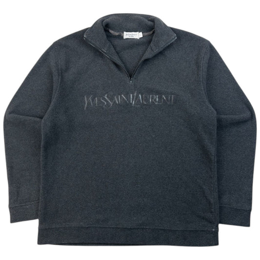 Vintage 2000s YSL Yves Saint Laurent Q Zip Fleece Sweatshirt Size M | Medium, Grey