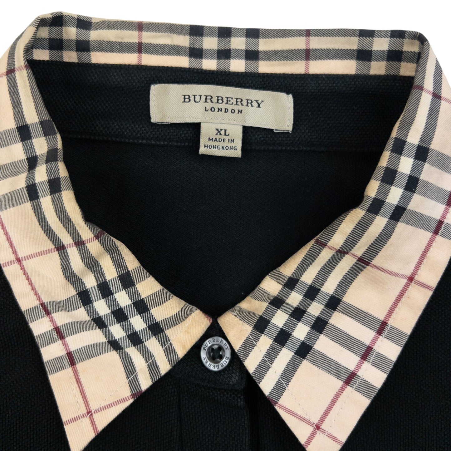 Vintage 2000s Burberry Nova Check Collar Long Sleeve Polo Shirt Womens Size XL | XL, Black