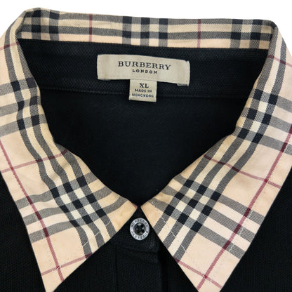 Vintage 2000s Burberry Nova Check Collar Long Sleeve Polo Shirt Womens Size XL | XL, Black