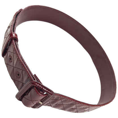 Vintage 2000s Burberry Quilted Patent Leather Belt Size L | O/S, Burgundy