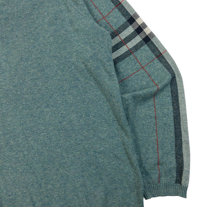 Vintage 2000s Burberry Nova Check Sleeve Jumper Size M | Medium, Blue