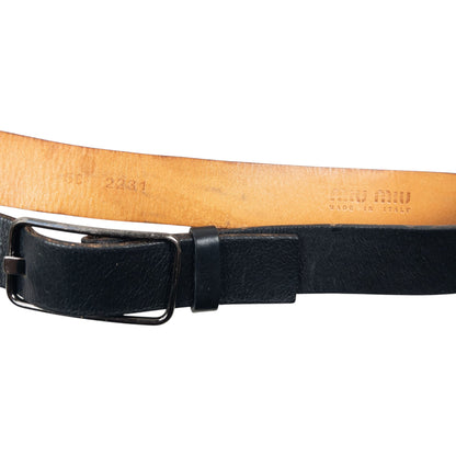 Vintage 2000s Miu Miu Leather Belt Size M | O/S, Black