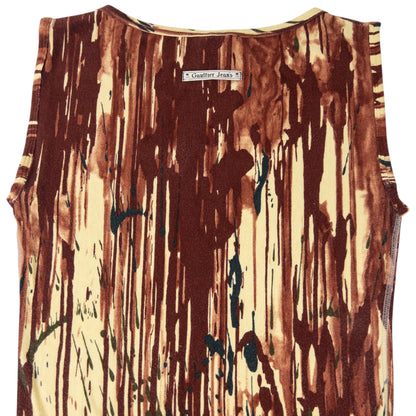 Vintage 1998 Jean Paul Gaultier Jean's Blood Drip Print Maxi Dress Womens Size L | Large, Tan