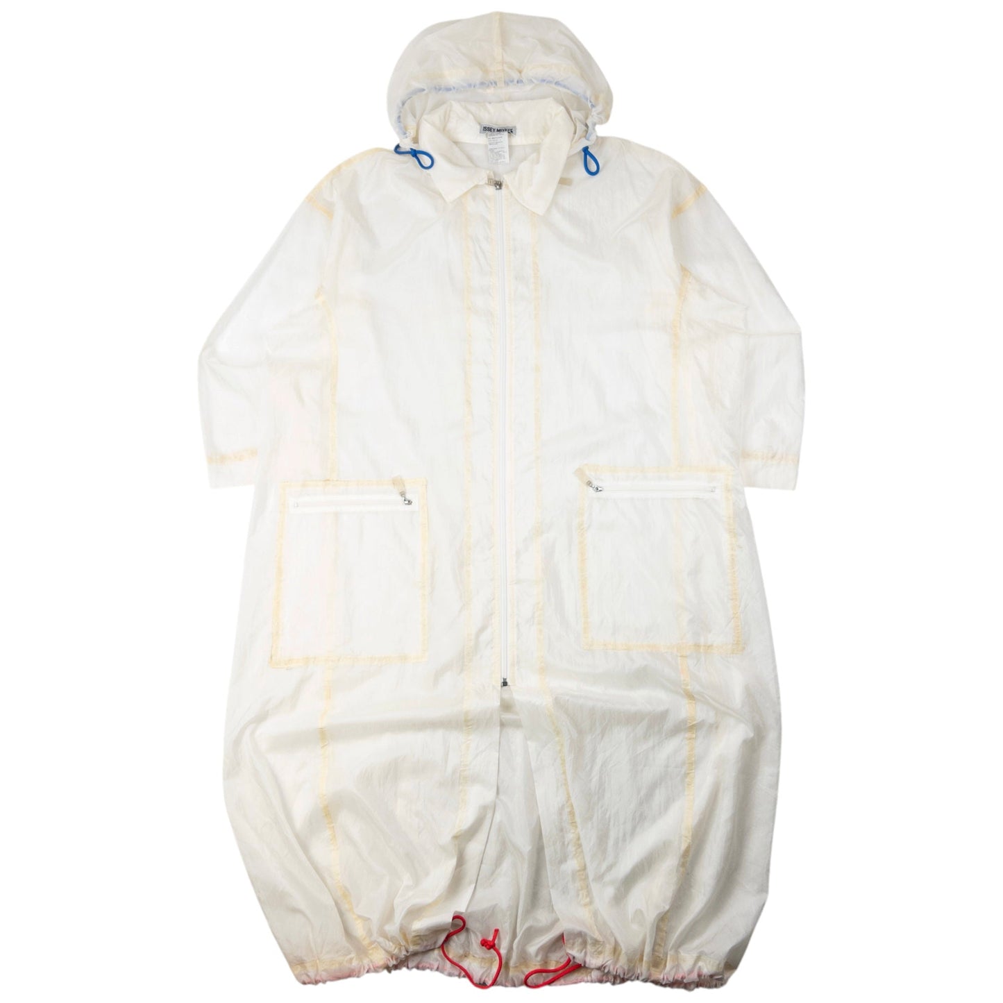 Vintage 90s Issey Miyake Transparent Longline Jacket Size L | Large, Cream