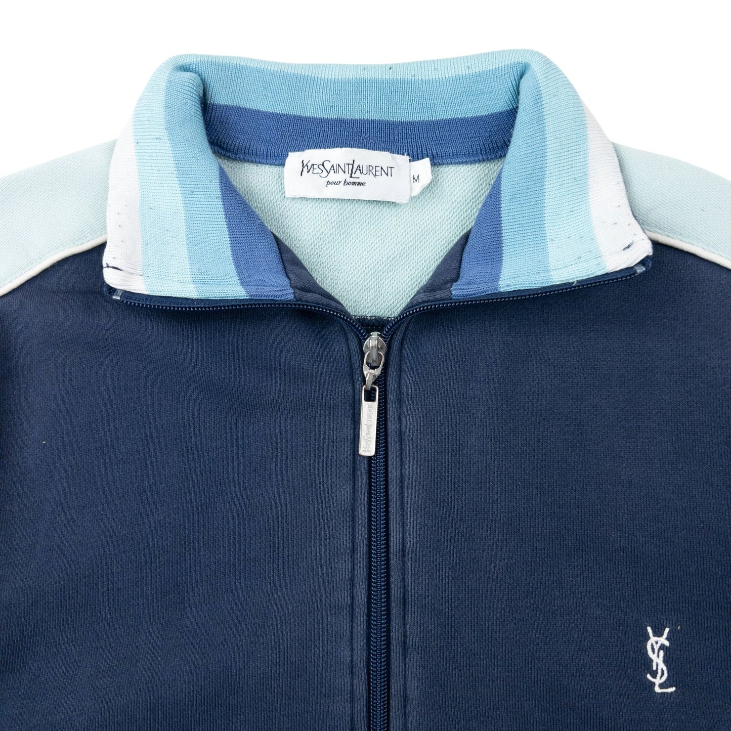 Vintage 2000s YSL Yves Saint Laurent Zip Up Sweatshirt Size M | Medium, Blue