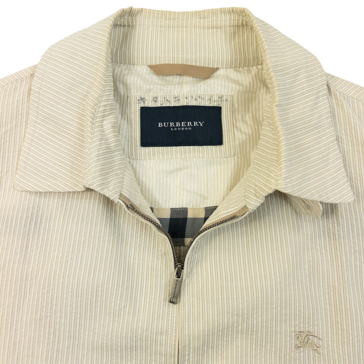 Vintage 2000s Burberry Striped Zip Up Jacket Size S | Small, Cream
