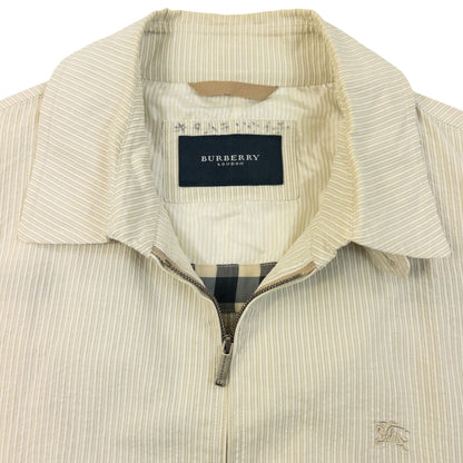 Vintage 2000s Burberry Striped Zip Up Jacket Size S | Small, Cream