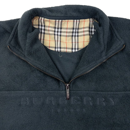 Vintage Burberry Embroidered Q Zip Fleece Sweatshirt Size L