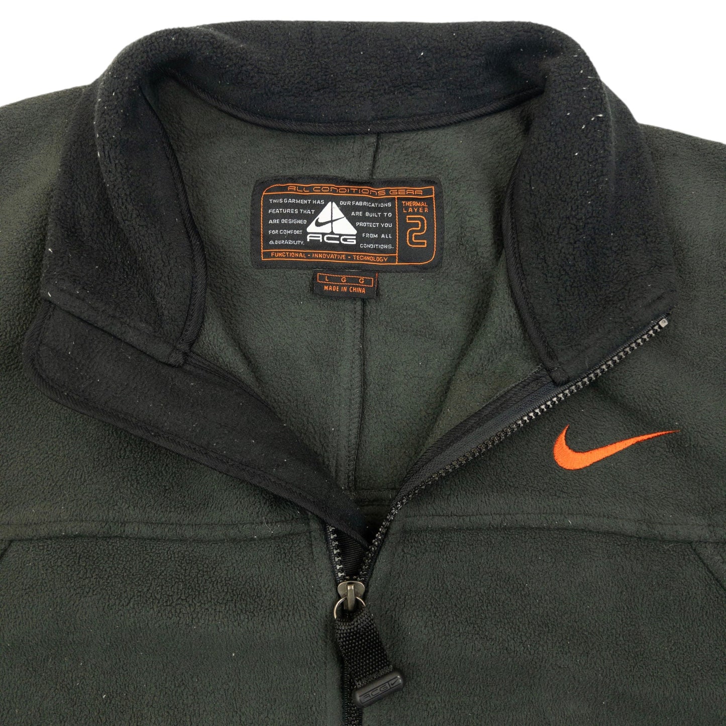 Vintage 2000s Nike ACG Therma-Fit Fleece Jacket Size L | Large, Grey