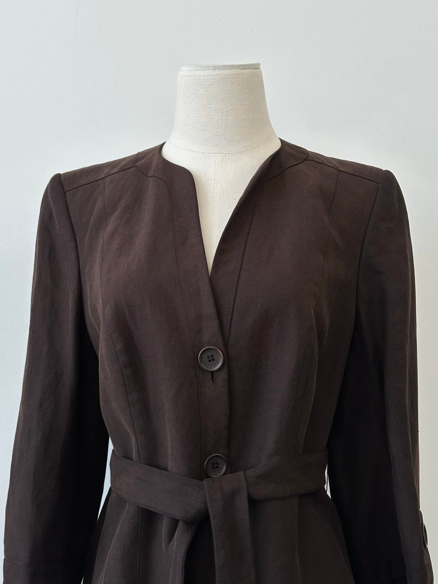 Jaeger 1990s Linen Silk Belted Jacket - S-M