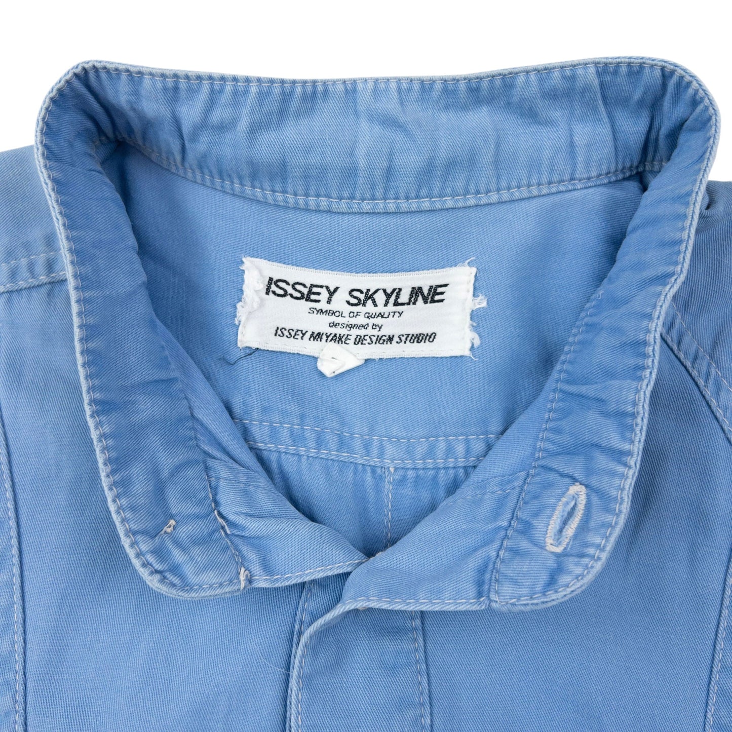 Vintage 80s Issey Miyake Skyline Long Sleeve Button Up Shirt Size S | Small, Blue