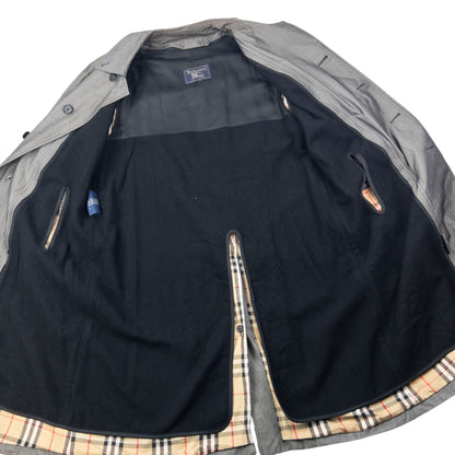 Vintage 90s Burberry Fleece Lined Button Up Trench Jacket Size XL