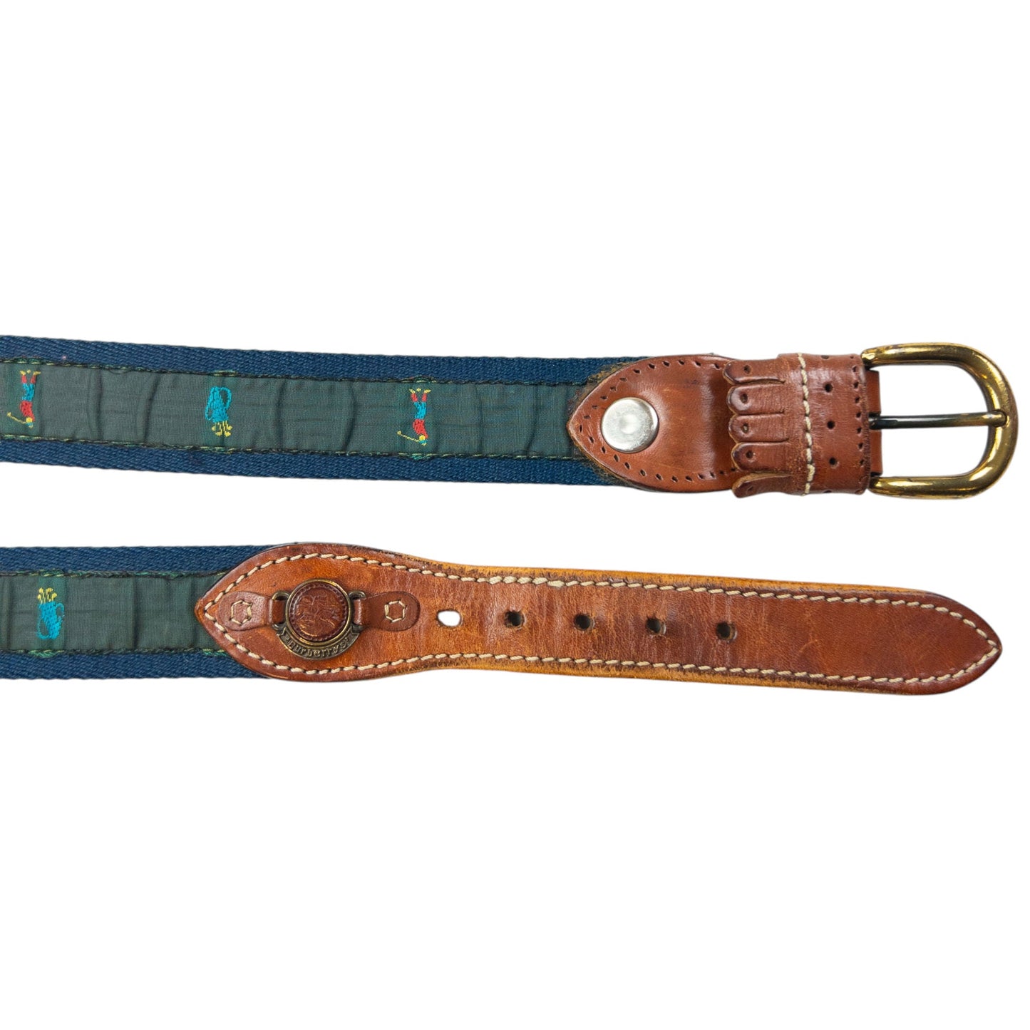 Vintage 80s Burberry Golf Print Belt Size L | O/S, Gold