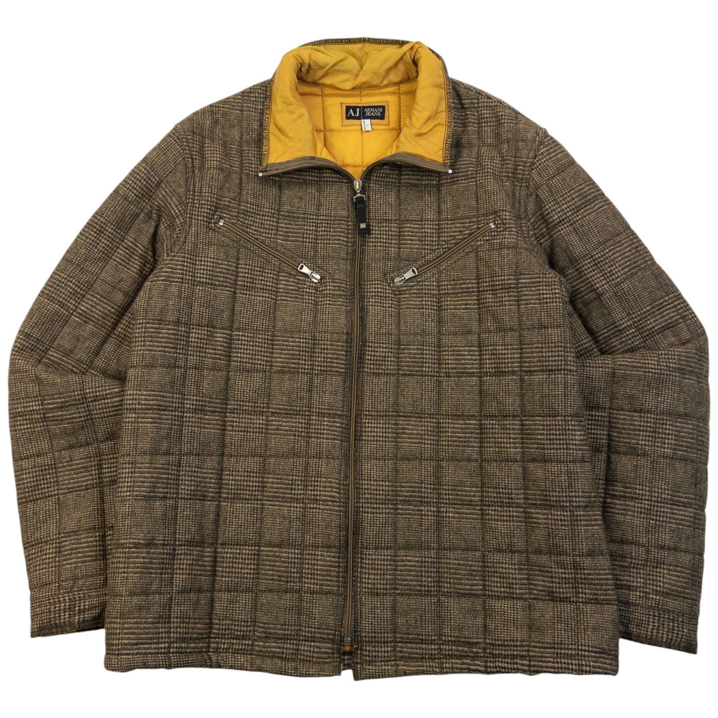 Vintage 2000s Armani Jeans Quilted Wool Jacket Size M | Medium, Brown