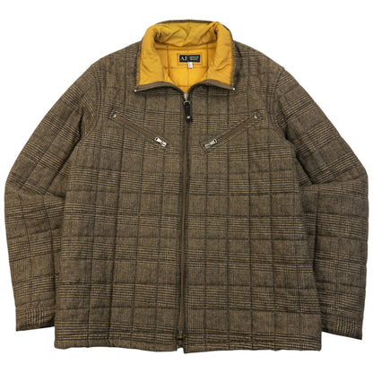 Vintage 2000s Armani Jeans Quilted Wool Jacket Size M | Medium, Brown