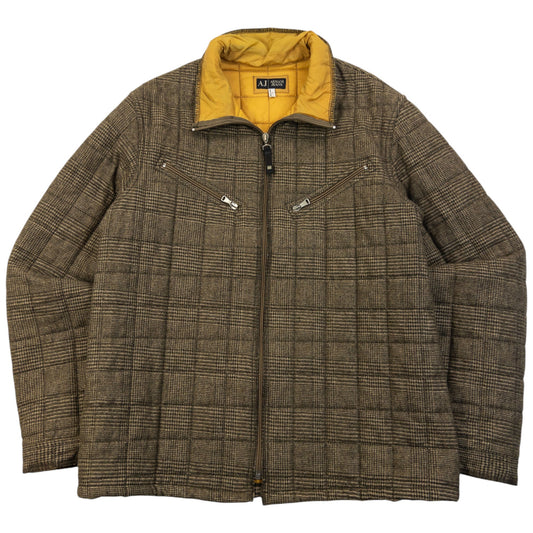 Vintage 2000s Armani Jeans Quilted Wool Jacket Size M | Medium, Brown