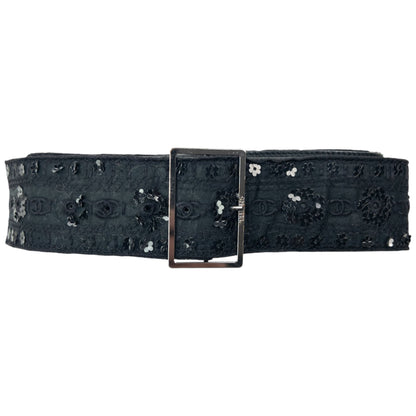 Vintage 2006 Chanel Embroidered Sequin Belt Womens Size L | O/S, Black