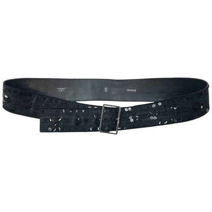 Vintage 2006 Chanel Embroidered Sequin Belt Womens Size L | O/S, Black