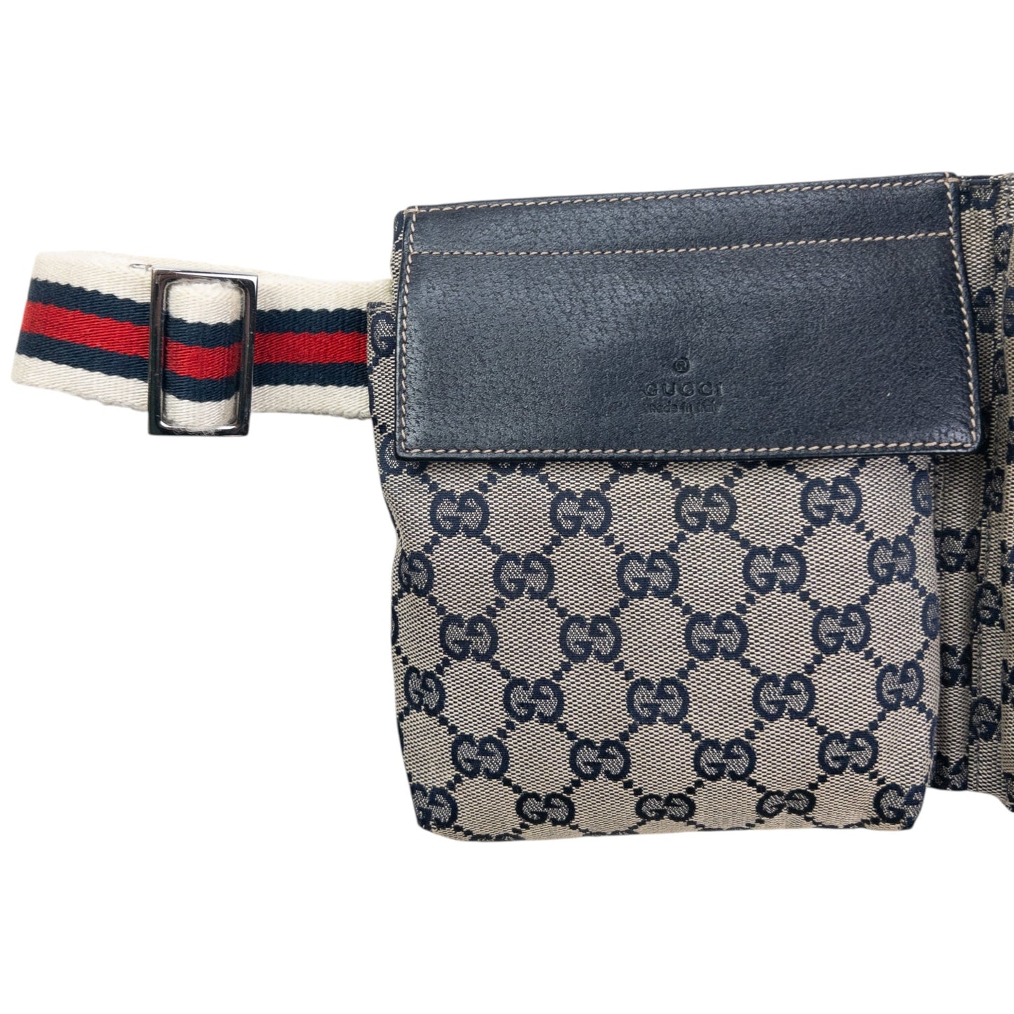 Vintage 2000s Gucci Monogram Crossbody Bag | O/S, Navy, Beige