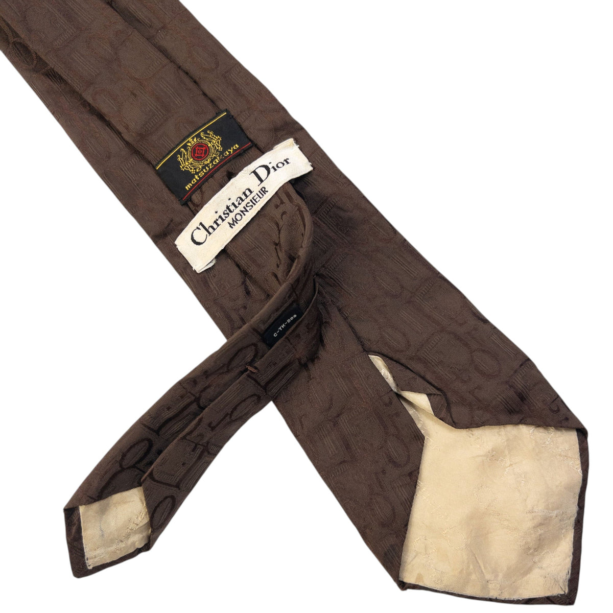 Vintage Dior Monsieur Monogram Silk Tie | O/S, Brown
