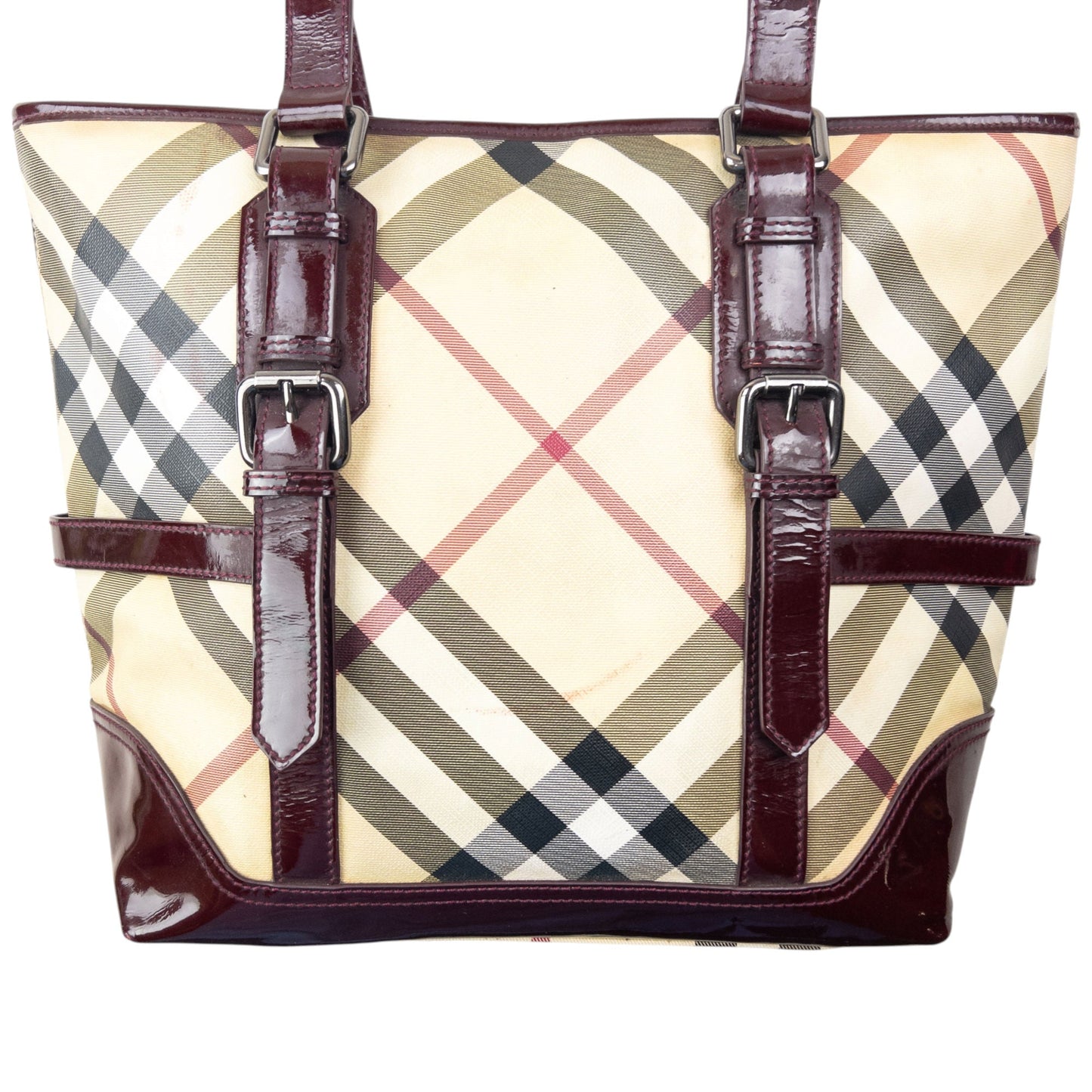 Vintage 2000s Burberry Nova Check Shoulder Bag | O/S, Beige, Burgundy