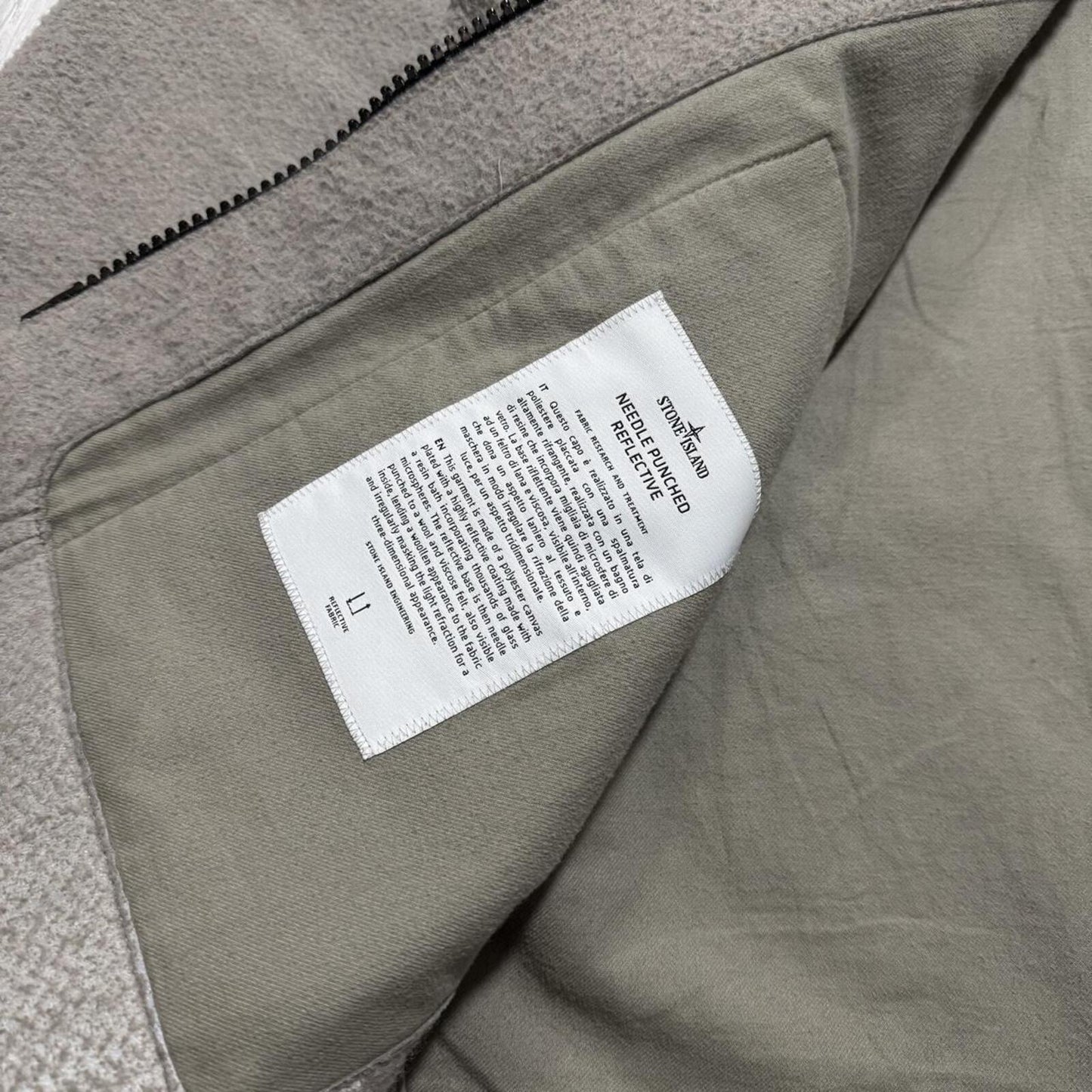 Stone Island Needle Punched Reflective Jacket | XL, Reflective Grey