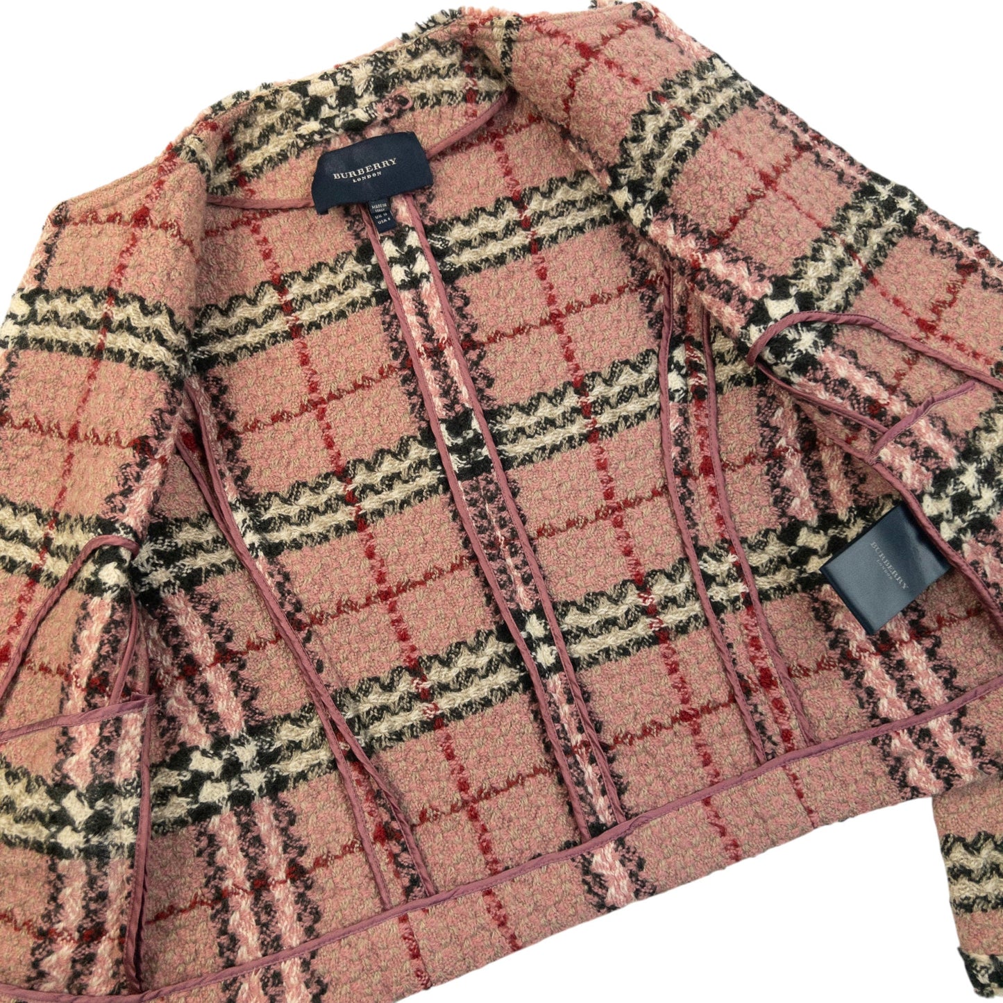 Vintage 2000s Burberry Nova Check Tweed Jacket Womens Size M | Medium, Pink