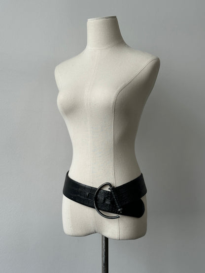 Vintage 1990s Leather D Ring Chunky Belt - W33-37