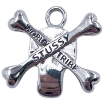 Vintage Stussy World Tribe Skull & Crossbones Jewellery Charm