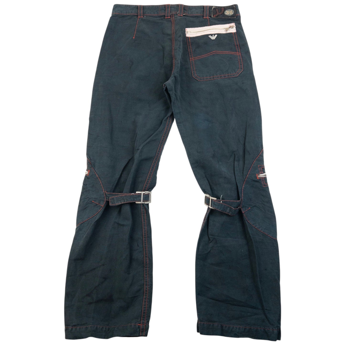 Vintage 2000s Armani Jeans Buckle Bondage Detail Trousers Size W35 | W35, Black