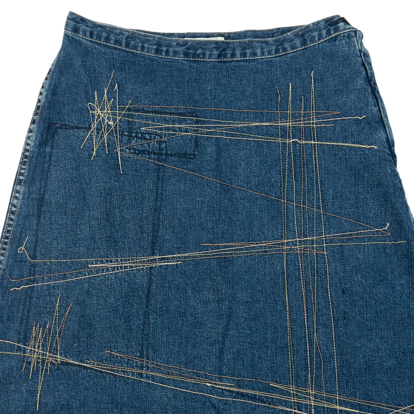 Vintage 90s Hysteric Glamour Embroidered Denim Skirt Womens Size W27 | W27, Blue