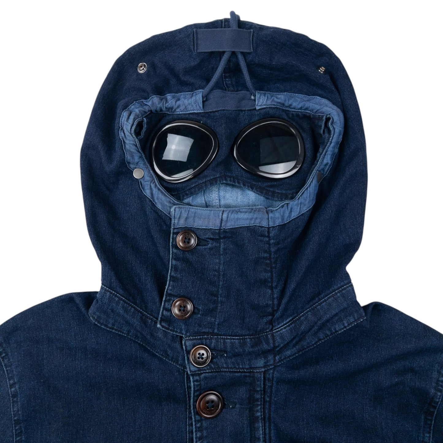 2014 CP Company Goggle Hood Future Fleece Isko Denim Jacket Size M | Medium, Navy