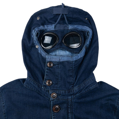 2014 CP Company Goggle Hood Future Fleece Isko Denim Jacket Size M | Medium, Navy
