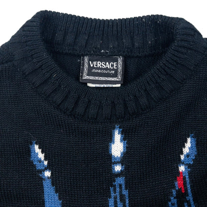 Vintage 90s Versace Jeans Couture Washington Guards Knit Jumper Size M