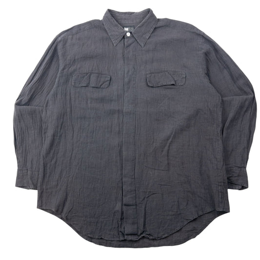 Vintage 90s Issey Miyake Linen Long Sleeve Button Up Linen Shirt Size XL | XL, Grey