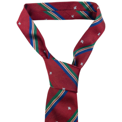 Vintage 80s Burberry Monogram Striped Silk Tie | O/S, Red