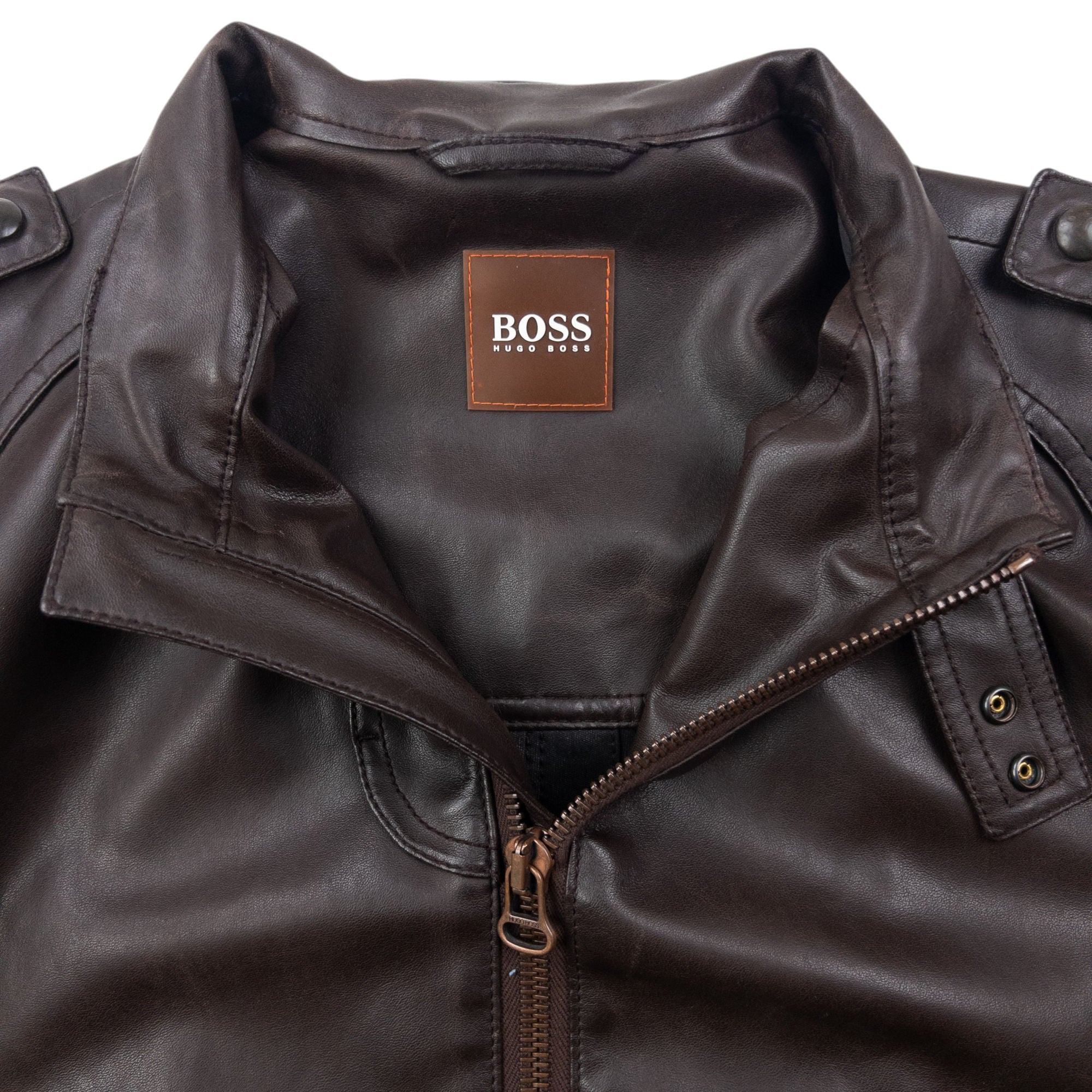 Vintage 90s Hugo Boss Zip Up Leather Jacket Size S – Known Source