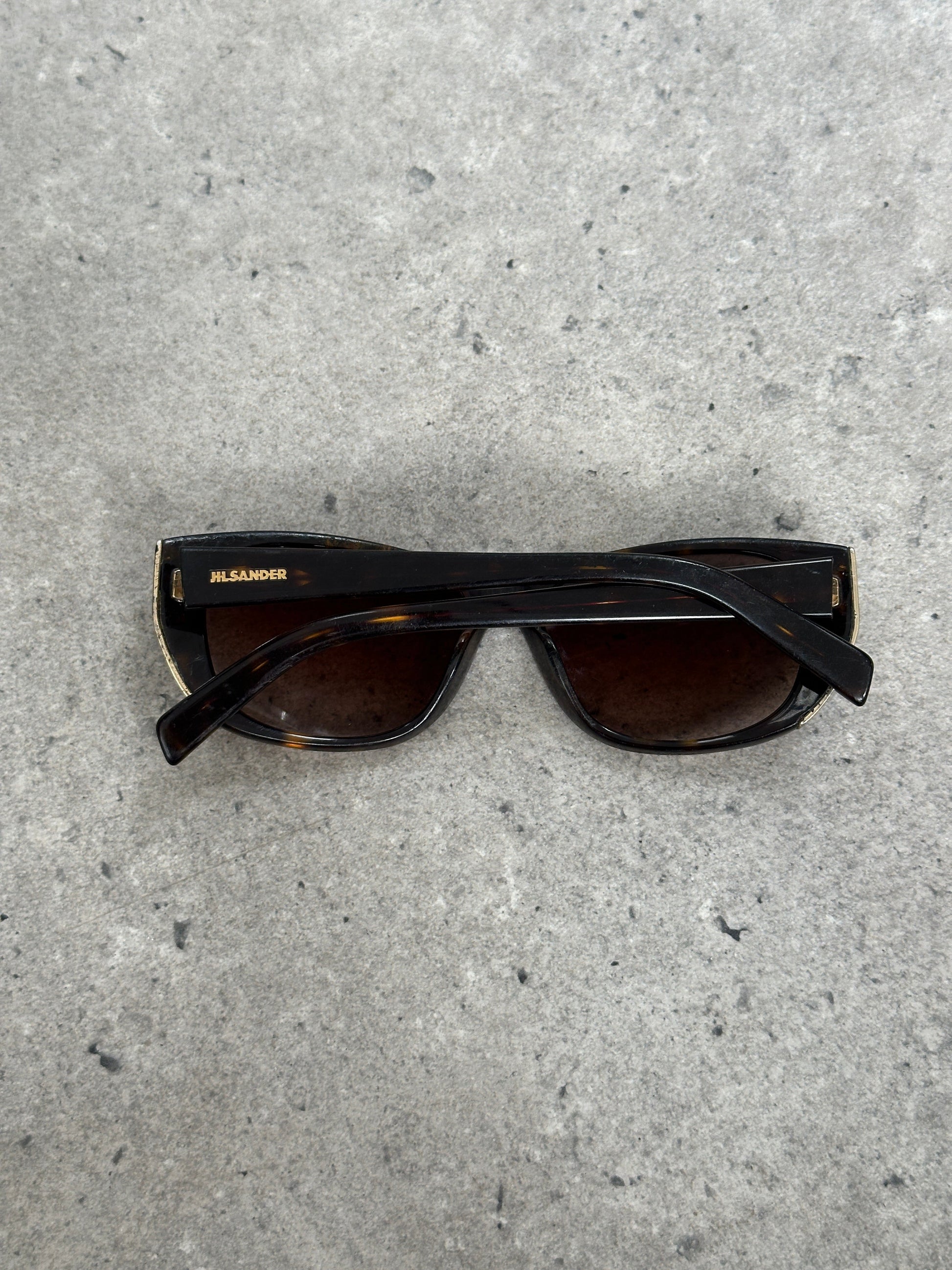 Jil Sander 2000s Tortoiseshell Rectangular Logo Sunglasses
