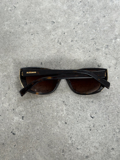 Jil Sander 2000s Tortoiseshell Rectangular Logo Sunglasses