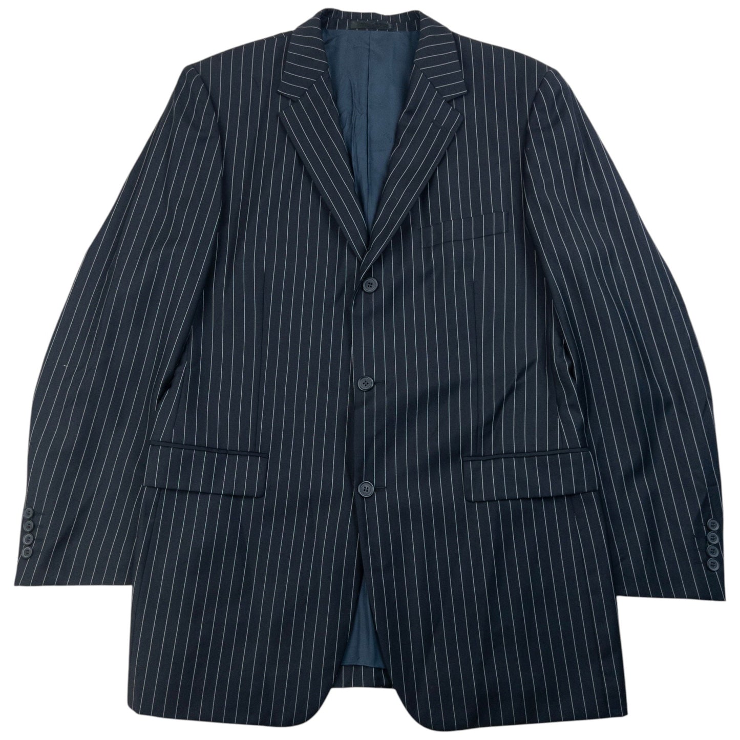 Vintage 90s YSL Yves Saint Laurent Pinstripe Jacket & Trousers Suit Set Size L | Large, Black