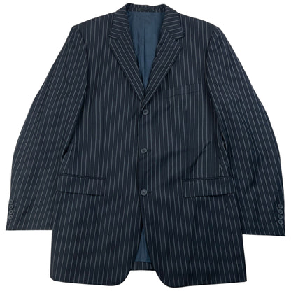 Vintage 90s YSL Yves Saint Laurent Pinstripe Jacket & Trousers Suit Set Size L | Large, Black