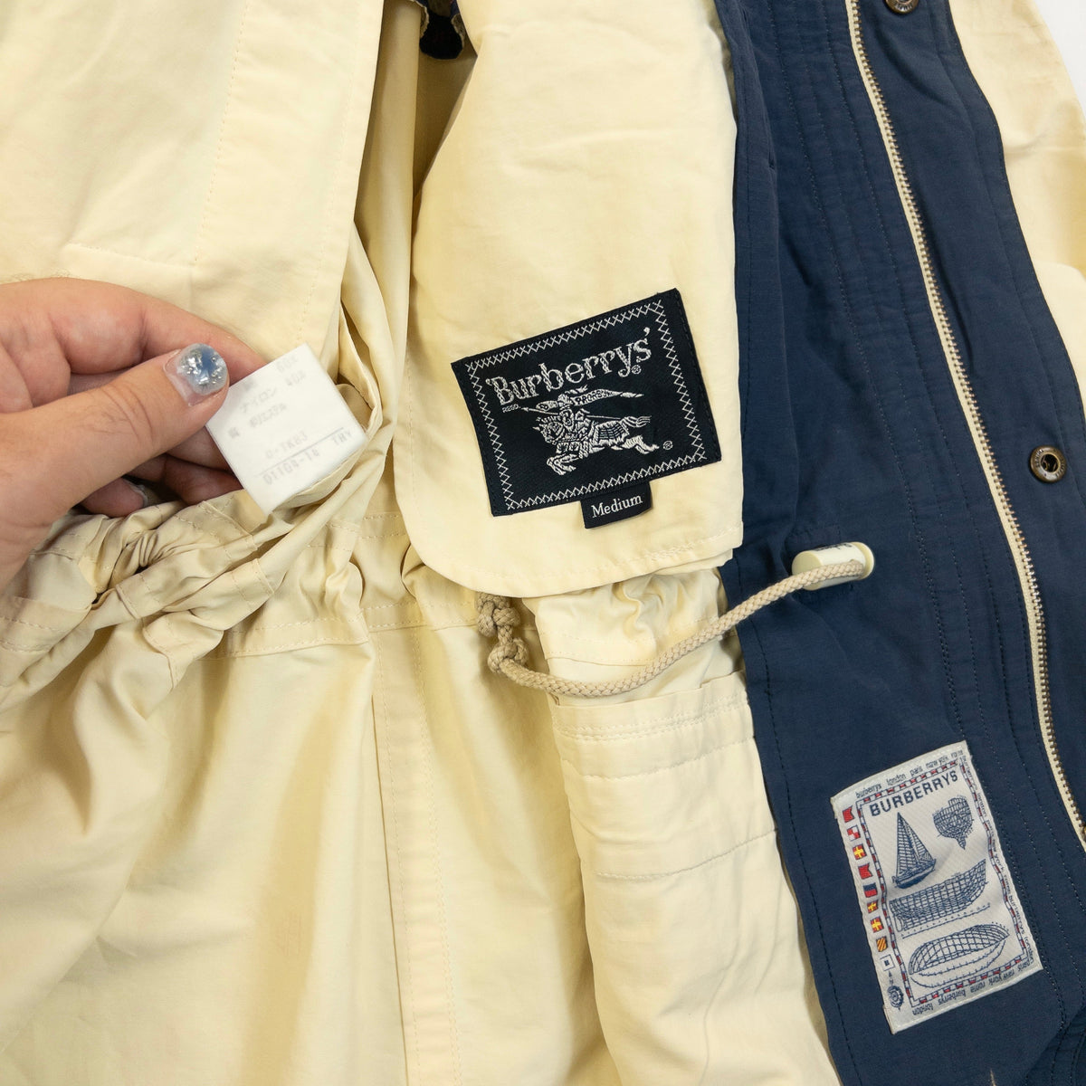 Vintage 90s Burberry Zip Up Jacket Size M | Medium, Cream