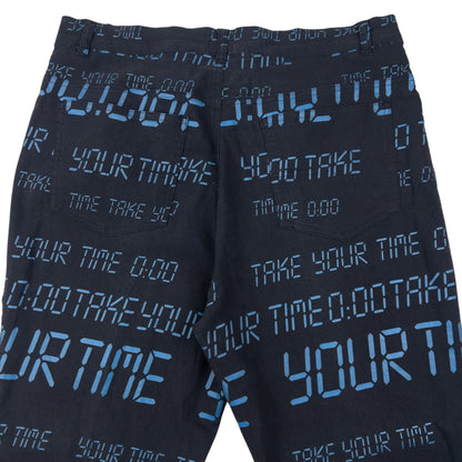 Vintage 2000s Moschino Jeans Take Your Time Digital Monogram Trousers Size W36