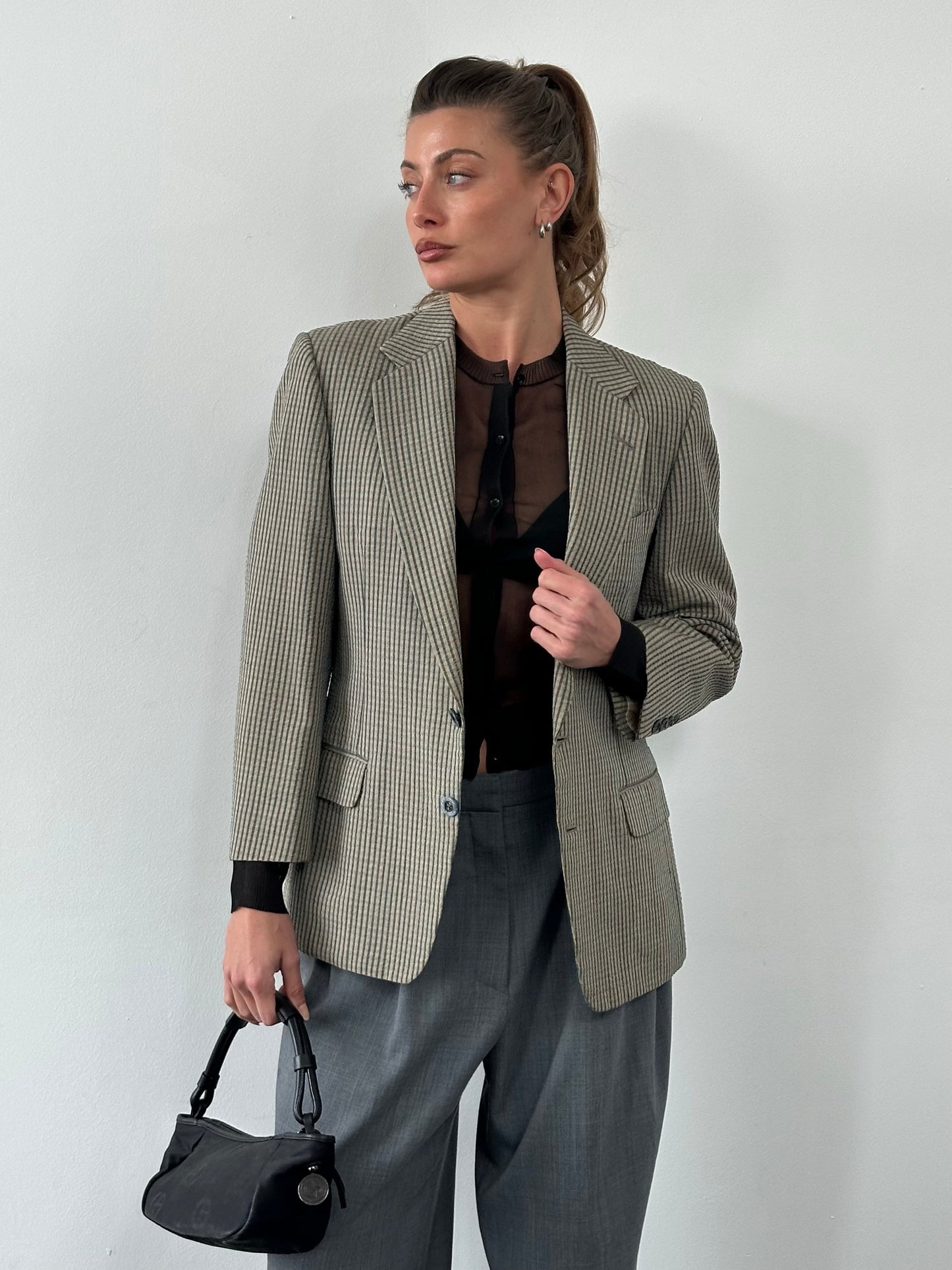 Burberry 1990s Wool Silk Check Unlined Blazer - S