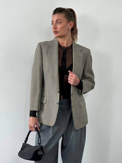 Burberry 1990s Wool Silk Check Unlined Blazer - S
