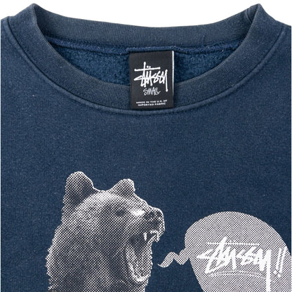Stussy Bear Graphic Sweatshirt Size S | Small, Navy