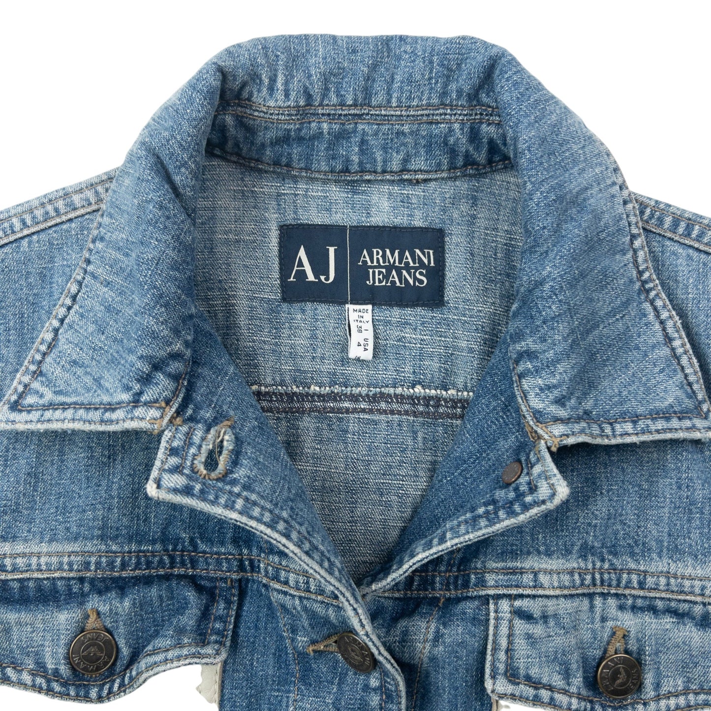 Vintage 2000s Armani Jeans Button Up Denim Jacket Womens Size M | Medium, Blue