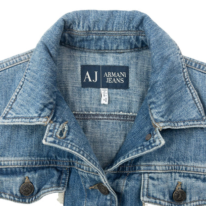 Vintage 2000s Armani Jeans Button Up Denim Jacket Womens Size M | Medium, Blue