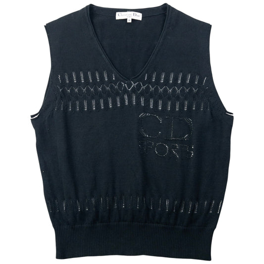 Vintage 90s Dior Sports Sweater Vest Womens Size M | Medium, Black