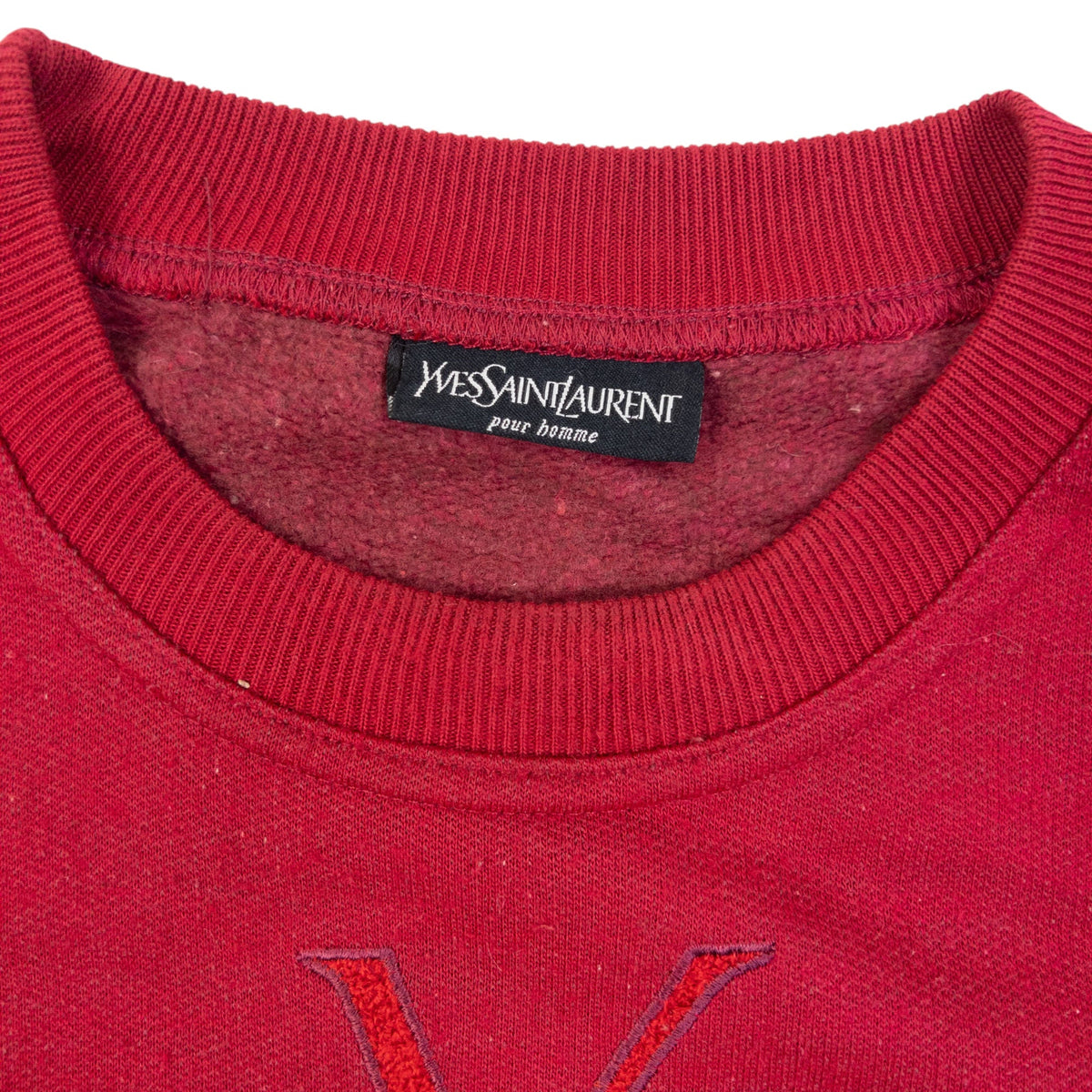 Vintage 90s YSL Yves Saint Laurent Embroidered Sweatshirt Size M | Medium, Red